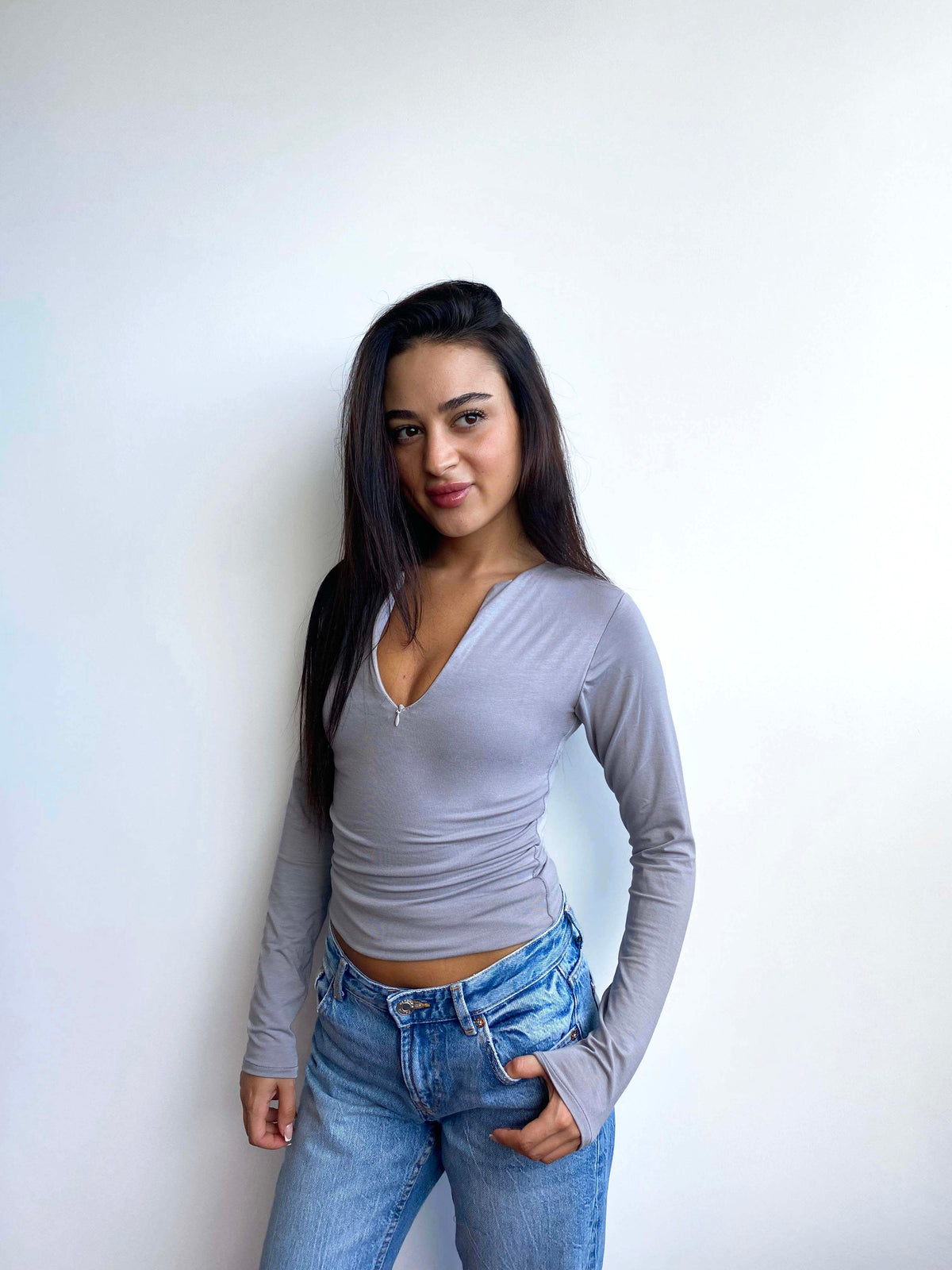 Zipper Long sleeve Top