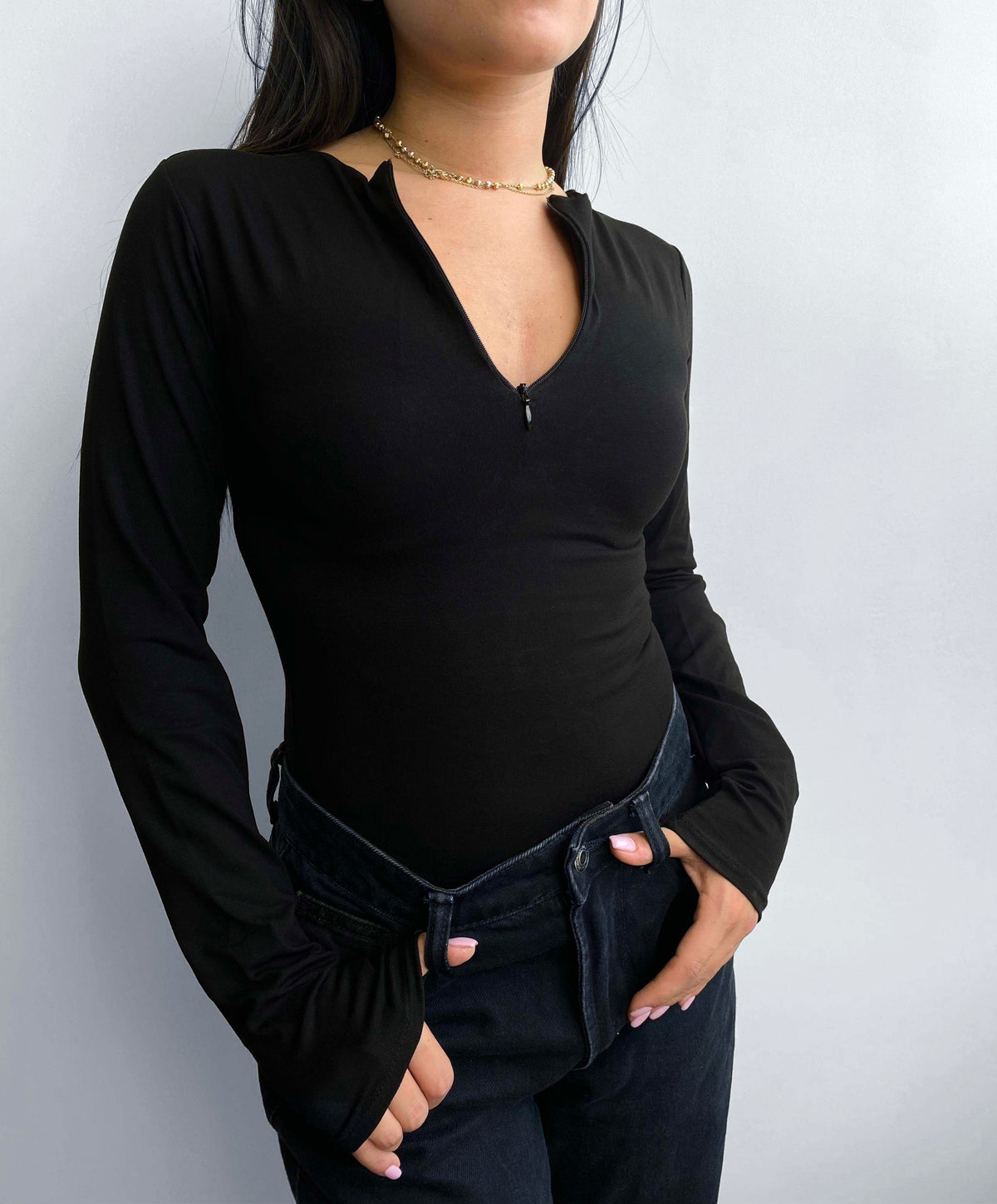 Zipper Long sleeve Top